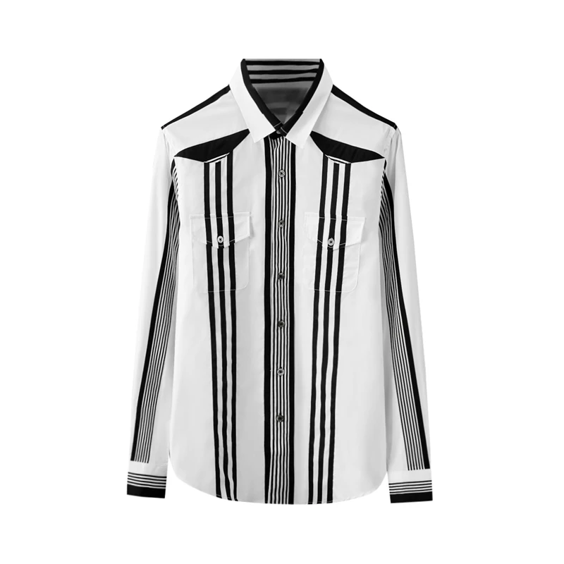 Новинка мужские рубашки из хлопка роскошные полосатые повседневные с длинным