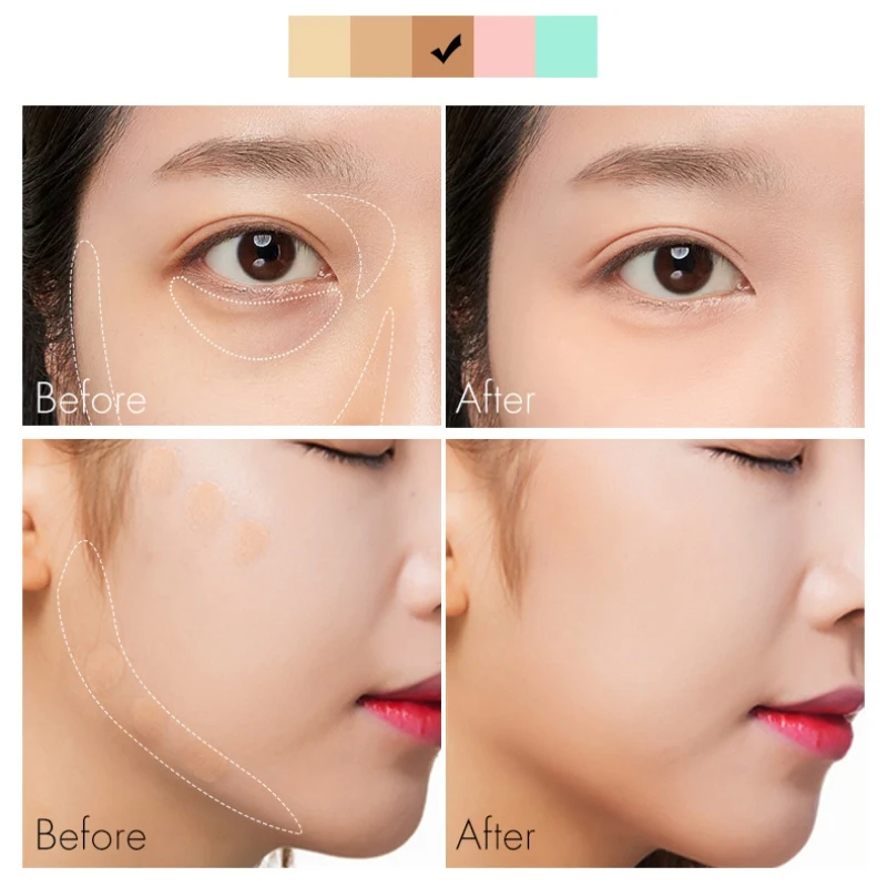 5 цветов палитра консилеров стойкое водонепроницаемое покрытие осветляет цвет