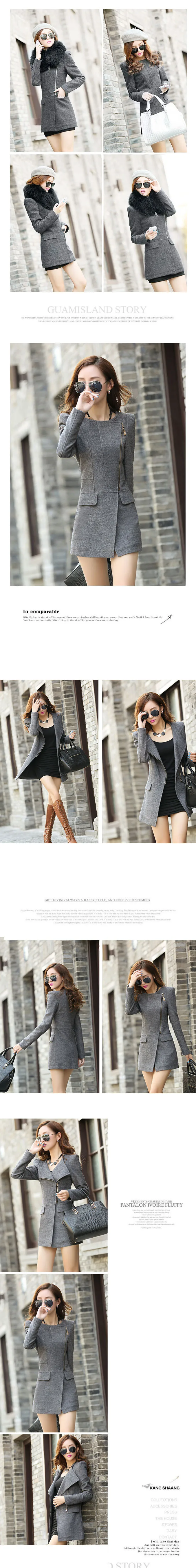 Женское теплое шерстяное пальто с отложным воротником повседневное приталенное