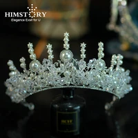 himstory women wedding accessories bridal headpiece engagement hair ornaments handmade beads crystal tiaras gift