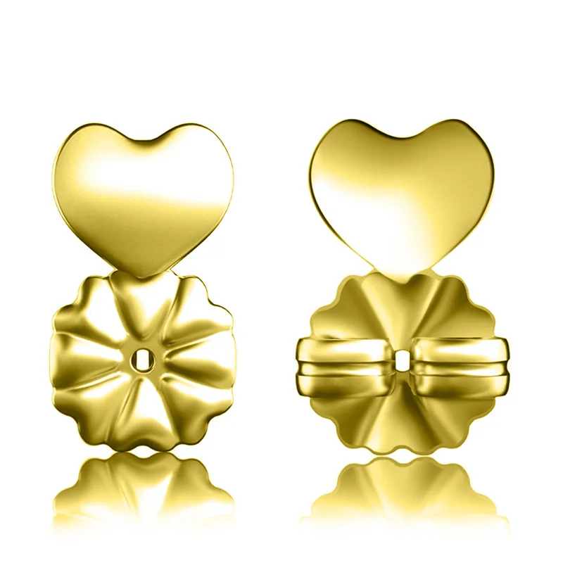 18K gold plated MS Betti, новая мода, S925 пробы, серебряная серьга в виде сердца, поддержка спины, гипоаллергенные серьги, подтяжки, подходит для всех сережек - Цвет: 18K gold plated