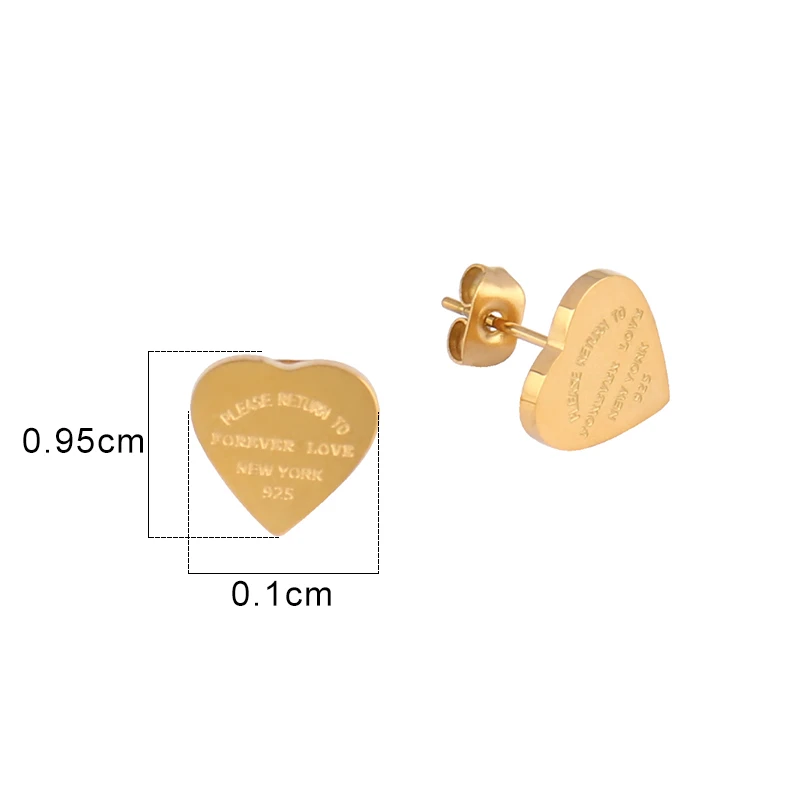 

Women Stainless Steel Earrings Heart Earrings Love Studs Earrings For Women Geometric Earrings Jewelry Wholesale Text Engraved