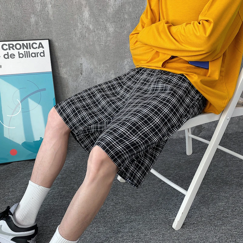 

Plaid Shorts Men's Trendy Summer Ins Fashion Brand Student Casual Loose All-Match Five-Point Straight Sports Wide-Leg Pants