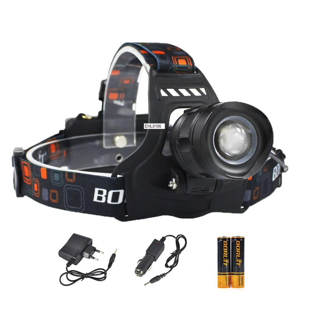 BORUiT RJ-2157 светодиодный фары высокой Мощность 5000LM XM-L2 Фара 5-Режим масштабирования Фонарь налобный 18650 Перезаряжаемые Мощность с фонариком - Испускаемый цвет: E