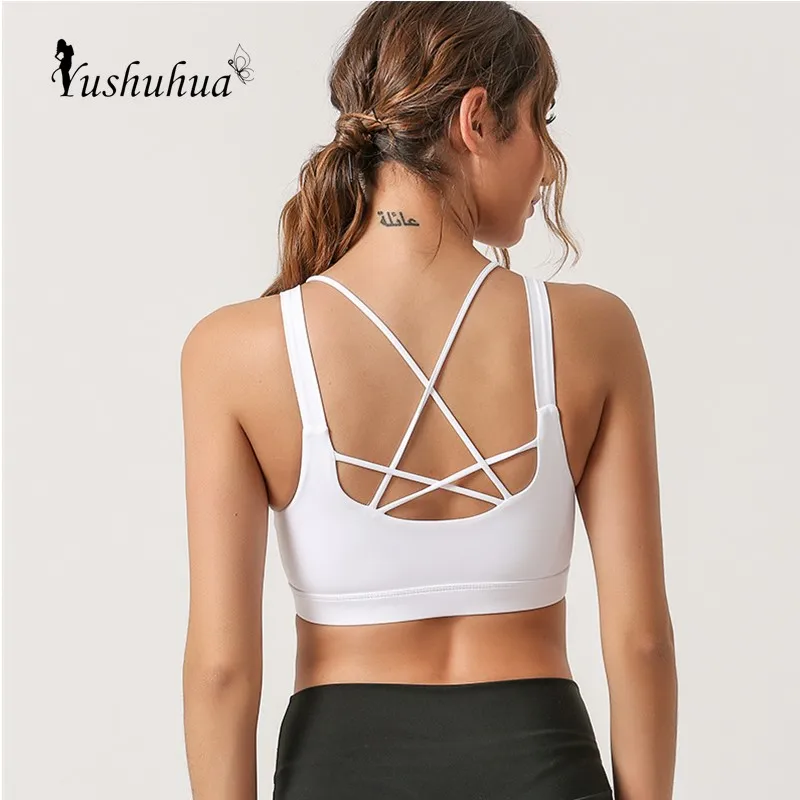 

Yushuhua Cozy High Support Sports Bra Women Vest-style Gym Bra Push Up Running Bras For Women Sexy Beauty back Yoga bra S-XL