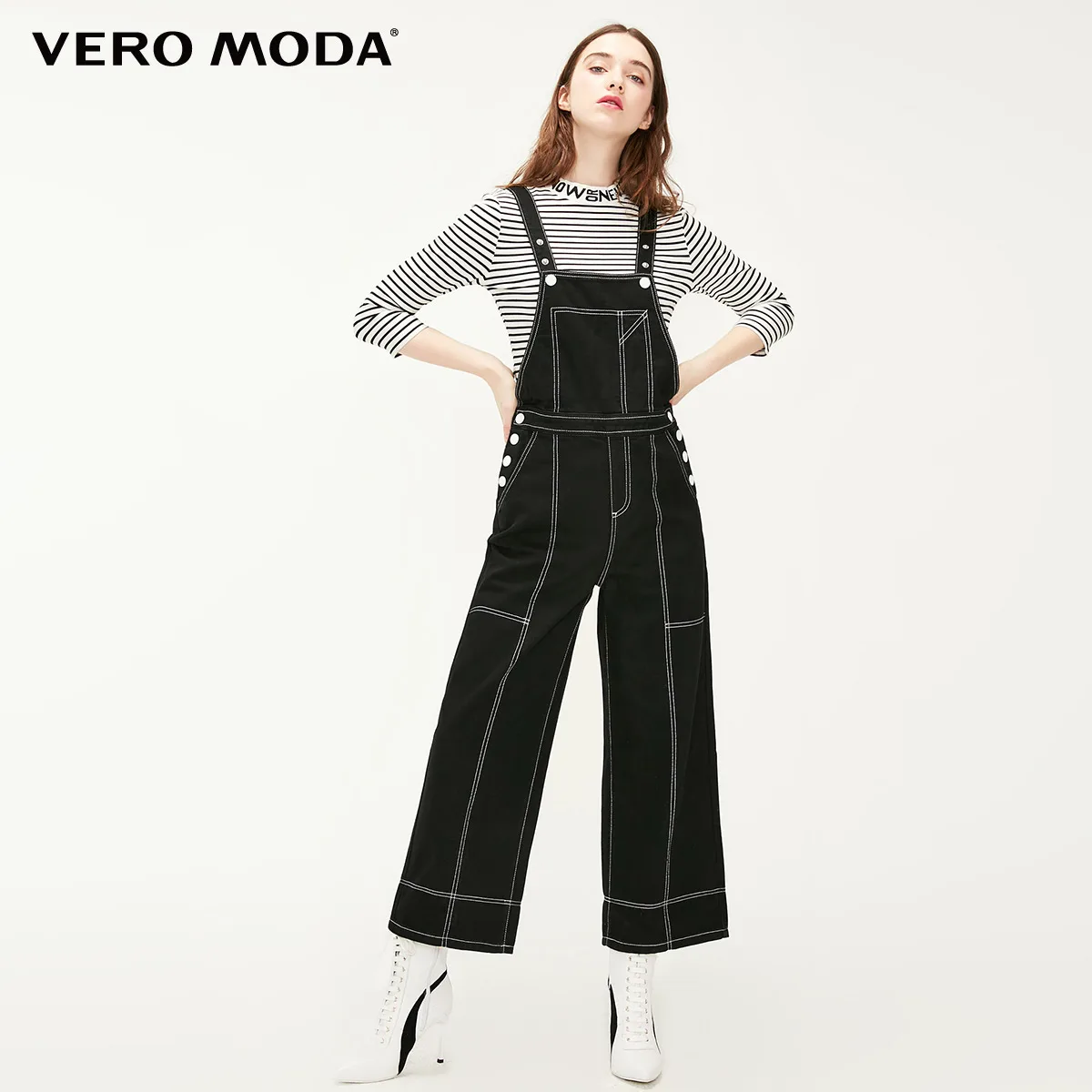 Black denim Vero Moda женские хлопковые широкие комбинезоны джинсы | 319164501 - Цвет: Black denim