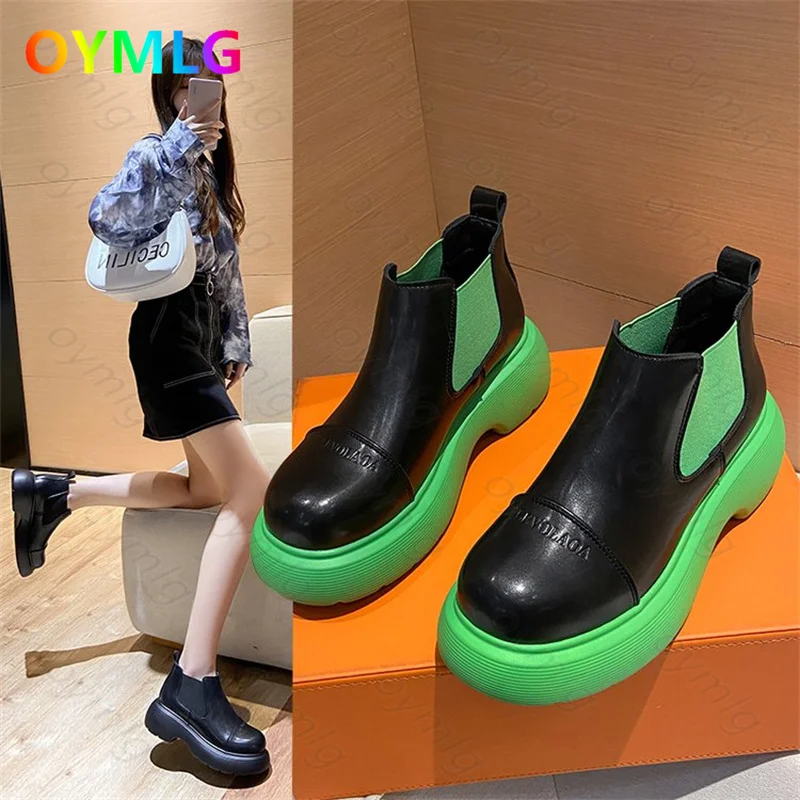 

Retro Martin boots female 2021 autumn new big round head doll shoes casual thick-soled Chelsea boots short boots