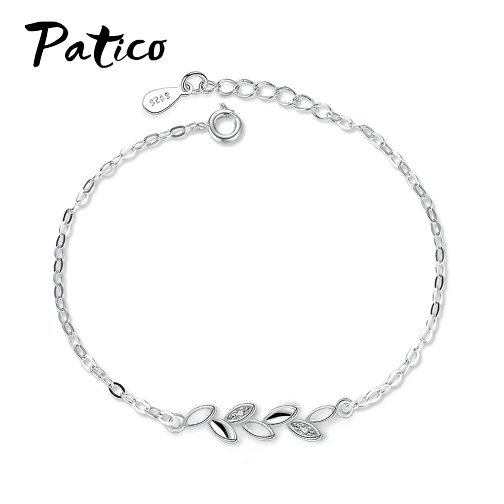 

Korean Women 925 Sterling Silver Bracelets Leaves Branch Shape Lovely Bracelet Femme Pulsera Mujer Friendship Jewelry Gift