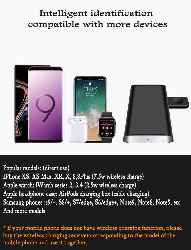 3 в 1 быстрое QI Беспроводное зарядное устройство для Apple Watch магнитное зарядное устройство для samsung S9 S8 S7 IPhone 8 Plus X XR XS AirPods док-станция
