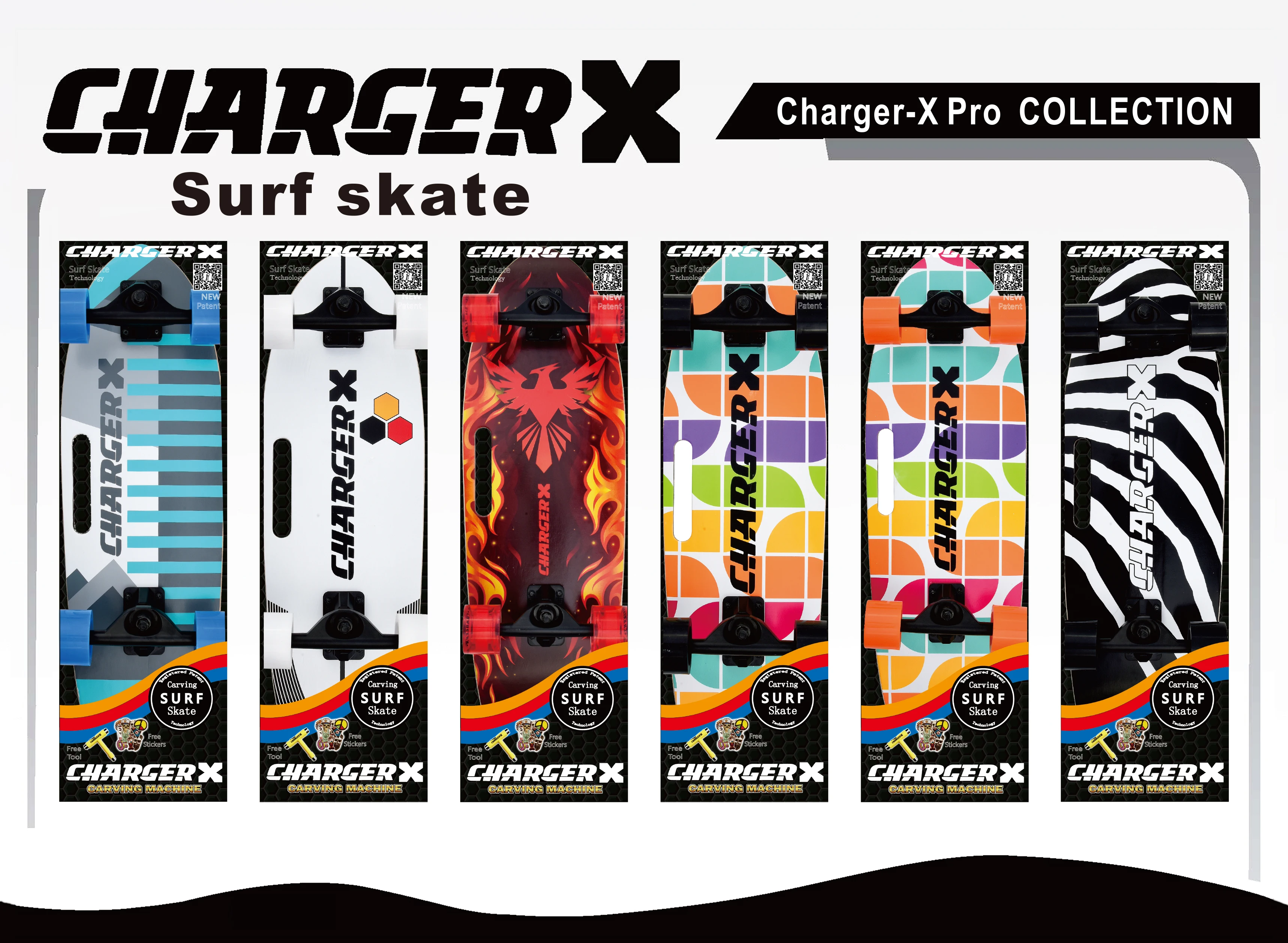 

Charger X 31" surfskate for kids, Wood Surf Skateboard, Good Surfskate Brand, Street Skateboard