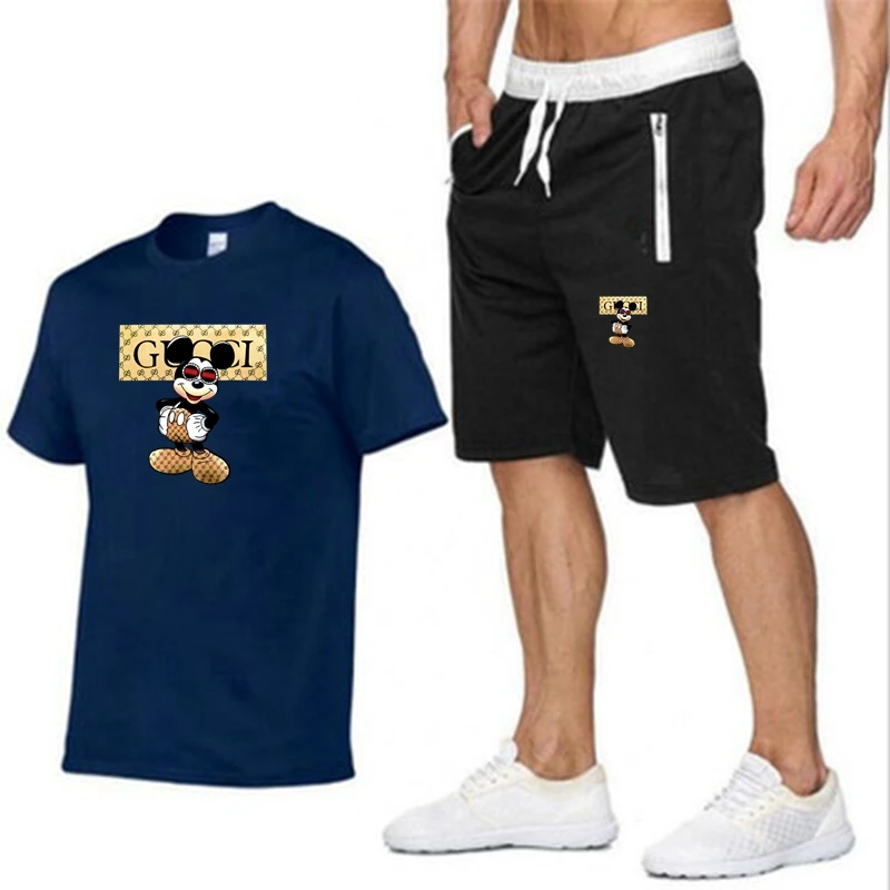 

2022 New Fashion Hot Sale Printed T-Shirt Sports Suit Quick-Drying Casual Running Wear Summer Short-Sleeved Shorts 2-Piece Set