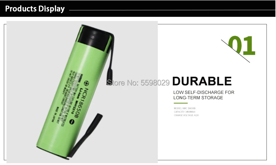 Аккумуляторы Panasonic NCR18650B литиевые оригинальные с никелевыми лентами