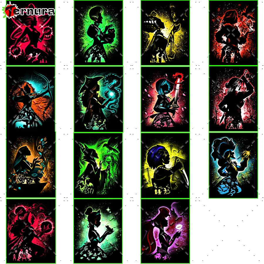 

Cartoons mosaic Diamond Painting fantasy Classic fairy tale Embroidery Witch princess knight mulan full square Drill crossStitch