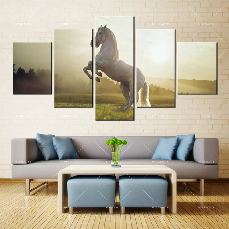 

Forbeauty Canvas Painting Wall Art nature_field_white_horse_animal Spray Printing Waterproof Ink Home Decoration
