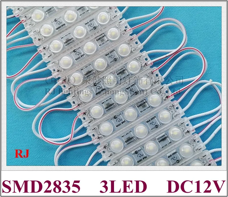 ABS светодиодный светильник-модуль для знака DC12V 63 мм* 14 мм* 8 мм SMD 2835 3 светодиодный 1,2 Вт 140лм 3 года гарантии CE IP65 водонепроницаемый