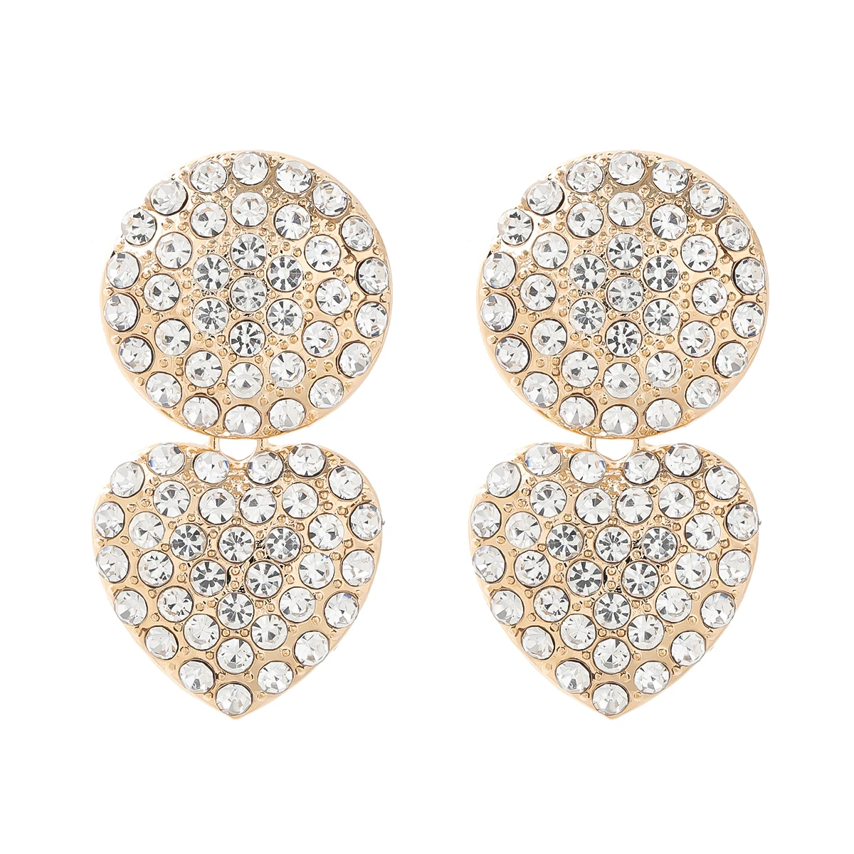 

JIJIAWENHUA New Trend Water Drill Round Love Heart-shaped Pendant women's Earrings Dinner Party Fashion Jewelry Accessories