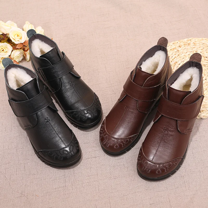 Обувь из хлопка для пожилых женщин нескользящая теплая обувь на плоской подошве