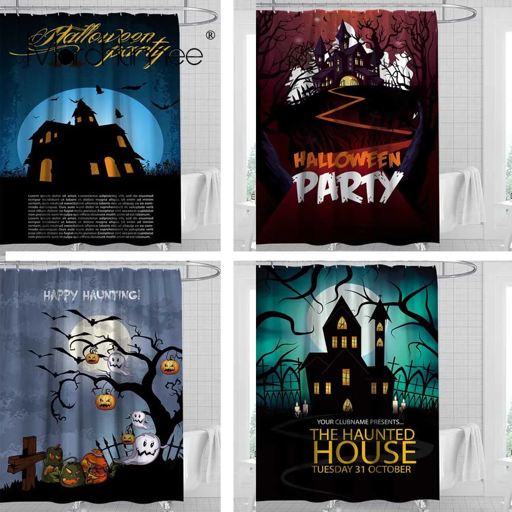 Хэллоуин Череп ванная комната занавеска для душа с привидениями водостойкая