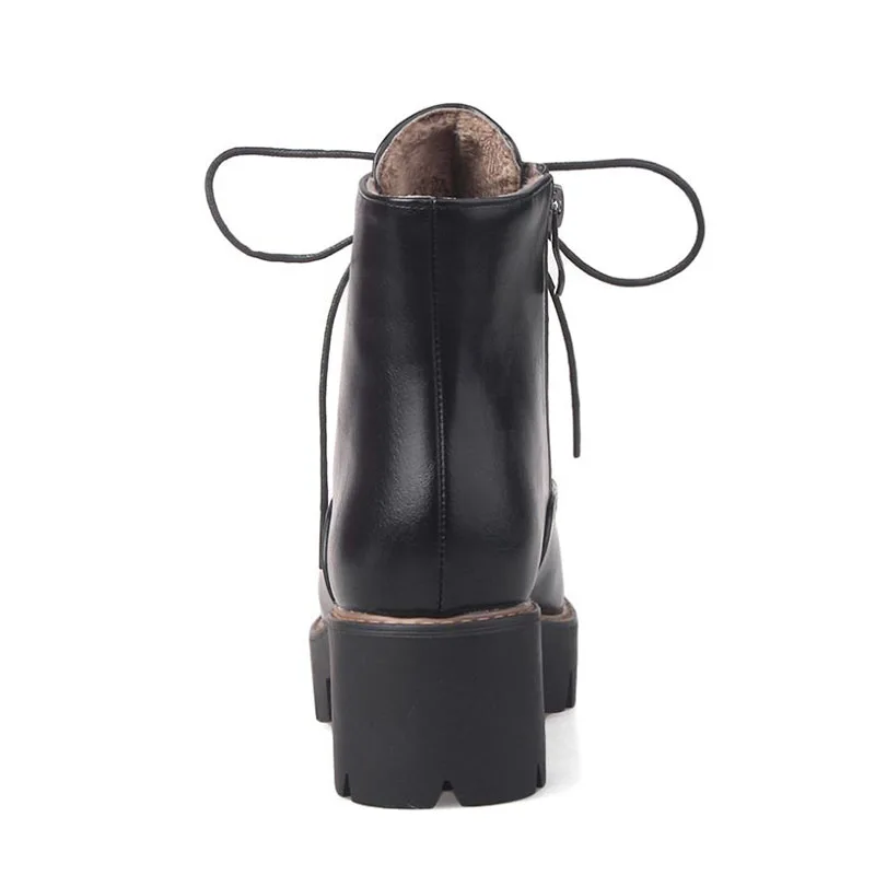 

Coolcept Ankle Boots For Women Casual Zipper Keep Warm Fur Winter Shoes Women Motorcycles Zipper Punk Short Boots Size 34-42