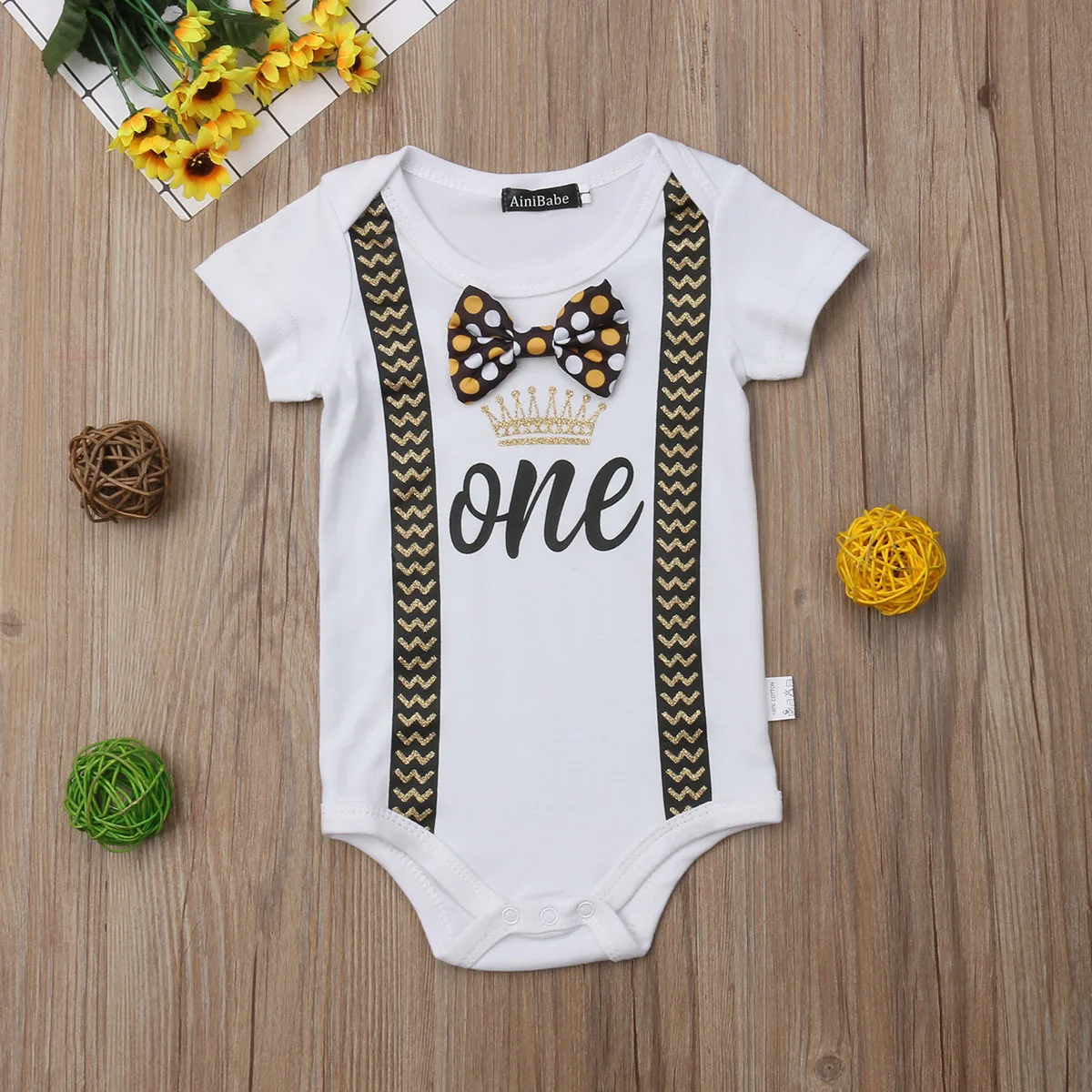 Боди с короткими рукавами и принтом для новорожденных мальчиков девочек 1 шт.