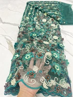 green french lace fabric with beads new embroidered tulle lace fabric 2022 african net lace fabric for party dress 4456b