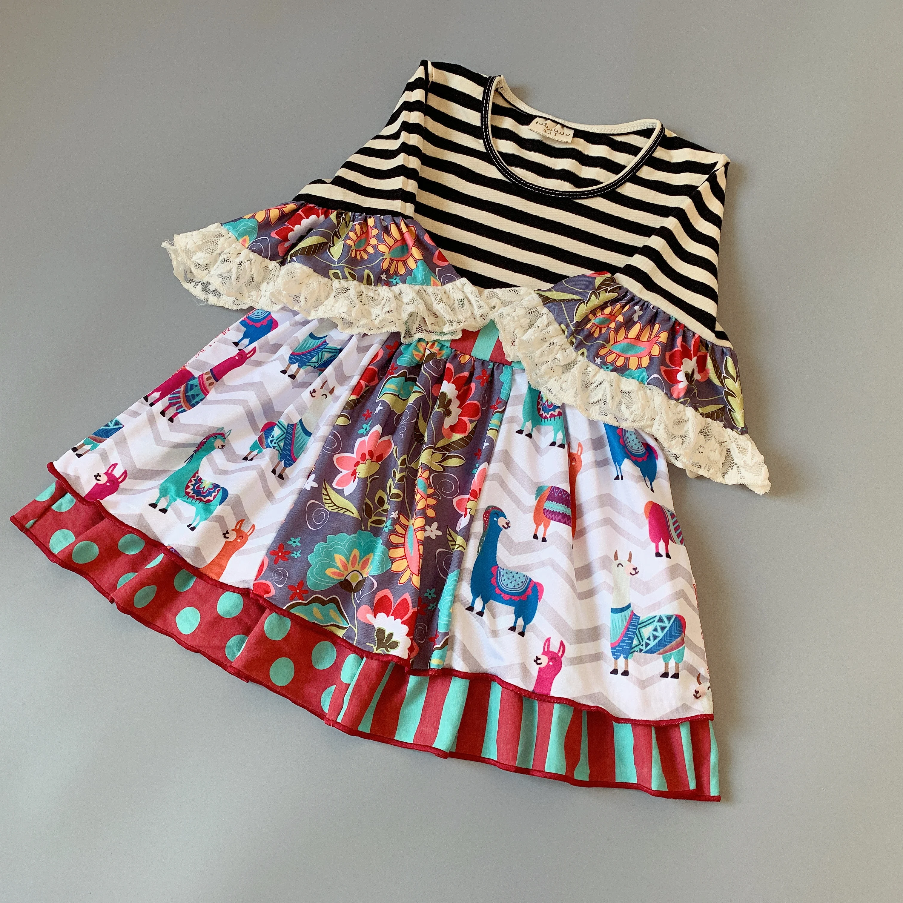 Осеннее черно-белое платье в полоску для девочек 100% хлопок лидер продаж Новое