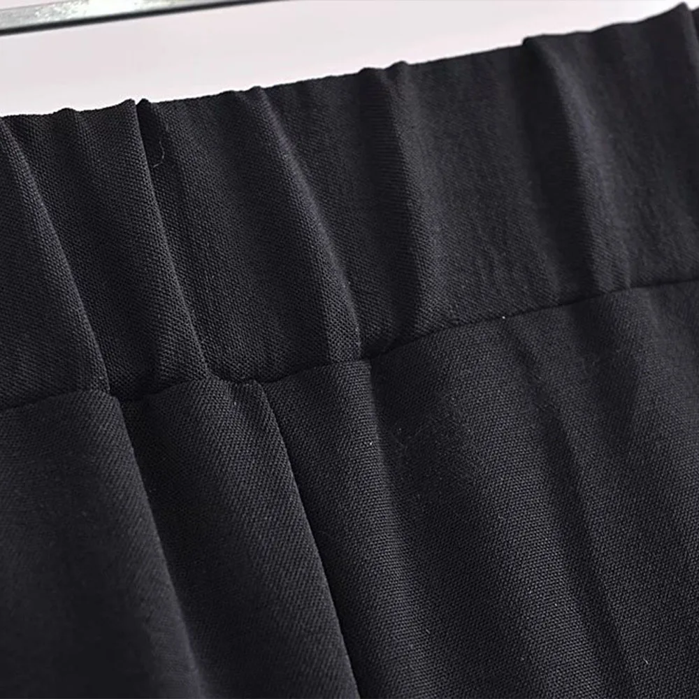 

Za 2021 Women Summer New Chic Fashion black Split fork Loose Pants Vintage High Elastic Waist Female Trousers Mujer