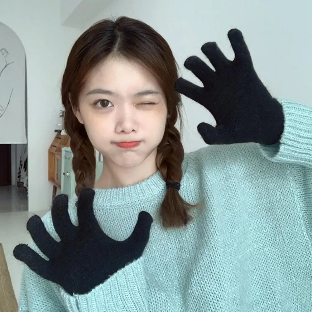 

Женские зимние перчатки Корейская версия Симпатичные Бархатные теплые велосипедные перчатки с пальцами студенческие перчатки для мужчин ...