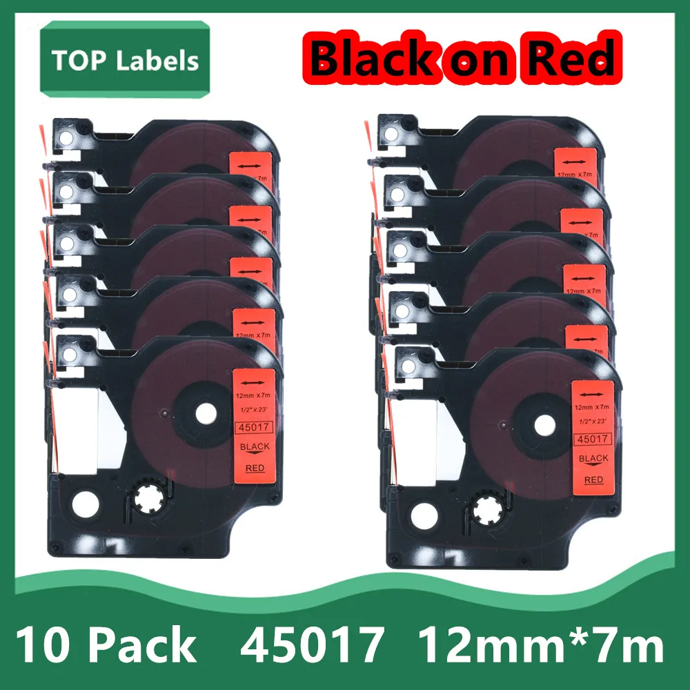 

10PK compatible for Dymo D1 45013 label tape 12mm black on white laminated printer ribbon for Label Manager printer maker 12mm
