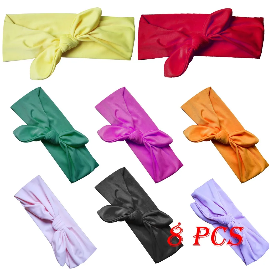 8 комплектов мягкие держатели головных уборов бантик для Девочки повязка на