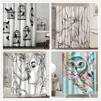 black and white curtains bathroom shower curtains waterproof polyester fabric 3d decorative curtain for bath room door 150180cm