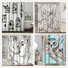 Черно-белые занавески для ванной, водонепроницаемая занавеска для душа из полиэстера, 3D декоративная занавеска для двери ванной комнаты, 150180 см