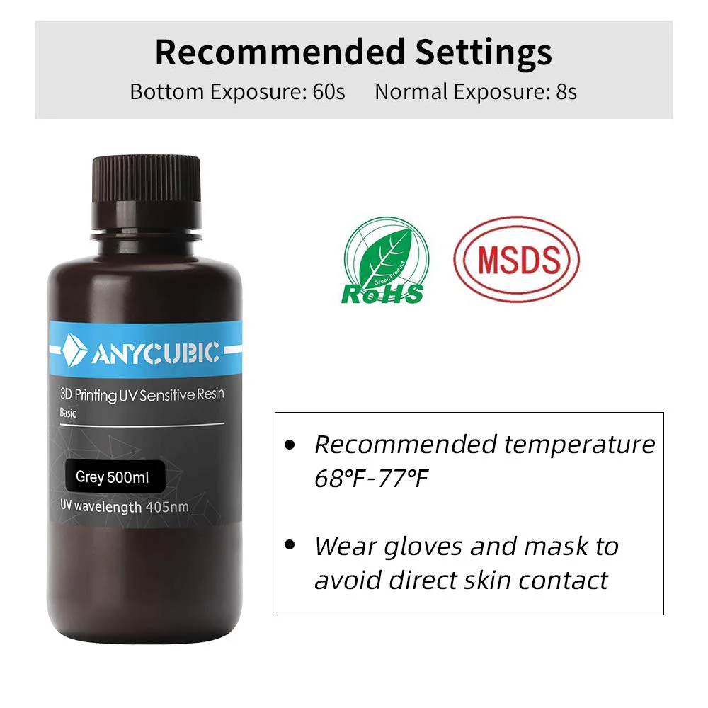 ANYCUBIC 405 нм УФ-смола 2 кг 4 для ЖК-дисплея Высокая точность быстроотверждаемая