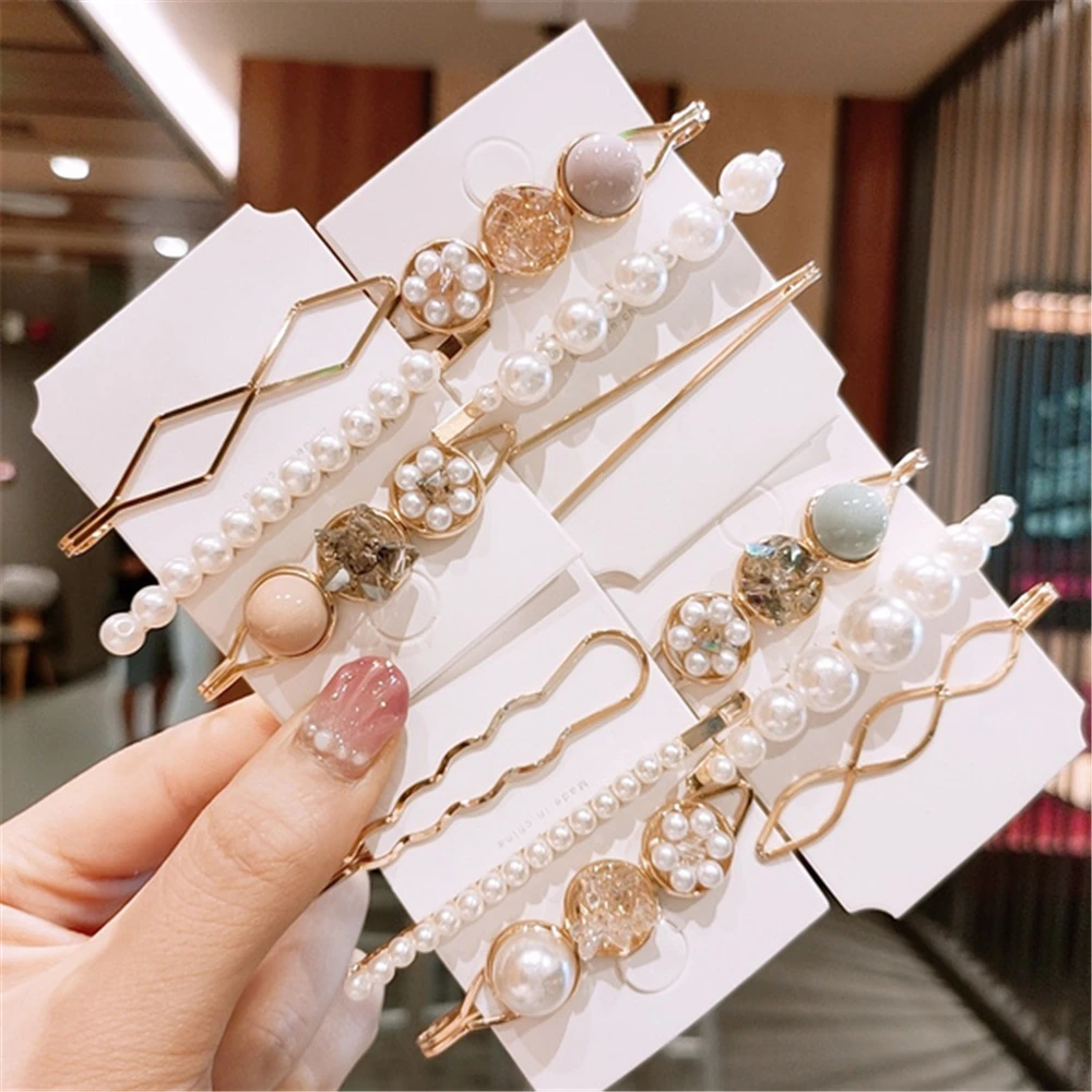 

3PC/Set Korean Sweet Student Alloy Hair Clips For Women Exquisite Pearl Diamond Hair Clips Hair Grips Hair Accessories HeadWear
