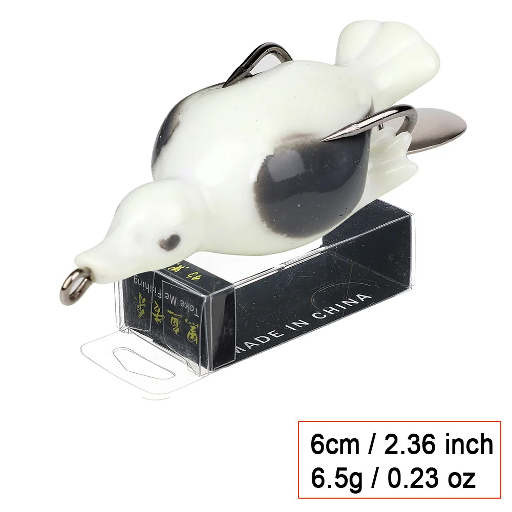 White 6cm 6.5g DONQL 1 шт. лягушка утка Рыбалка Тонущая приманка воблеры Искусственные Силиконовые мягкие приманки ложка 7 см 11 г топвотер лягушка джиг, приманка для рыбалки - Цвет: White 6cm 6.5g