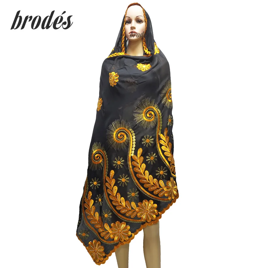 Африканский специальные шарфы мусульманский для женщин с вышивкой 100% хлопковый