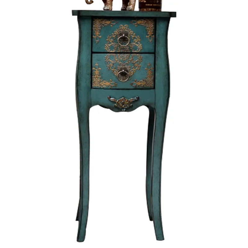 

TT American Living Room Small Coffee Table Painted Sofa Side Table Side Cabinet European Style Flower Phone Table Mediterranean
