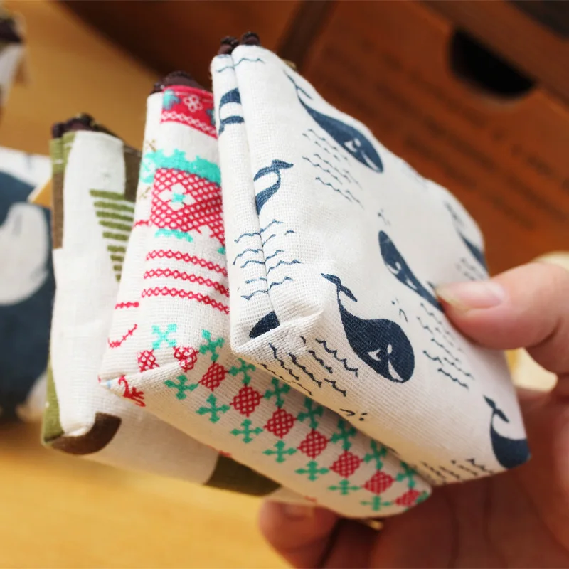 Женская маленькая милая сумка в стиле ретро простой холщовый кошелек на молнии