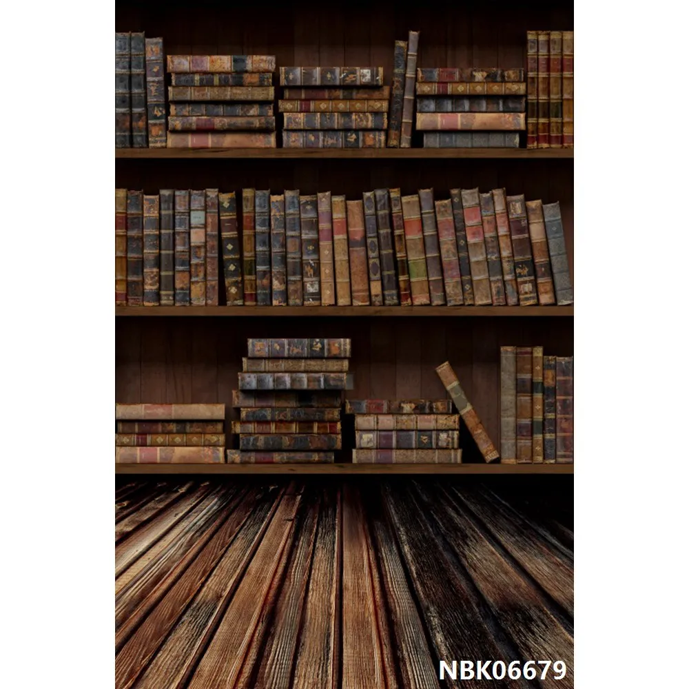 Laeacco детская библиотека деревянный пол старая книжная полка книга фотографии фоны индивидуальные фотографические фоны для фотостудии - Цвет: NBK06679