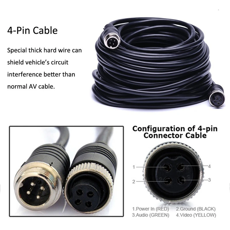 YuanTing Car Backup 18LED IR Ночное Видение 4 Pin IP68 Водонепроницаемая камера заднего вида + 9
