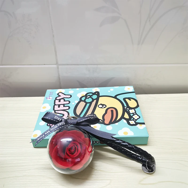 

Immortal Flower Car Hanging Key Chain Wholesale Creative Yonghua Flower Acrylic Ball Valentine's Day Gift To Send Honey To Love