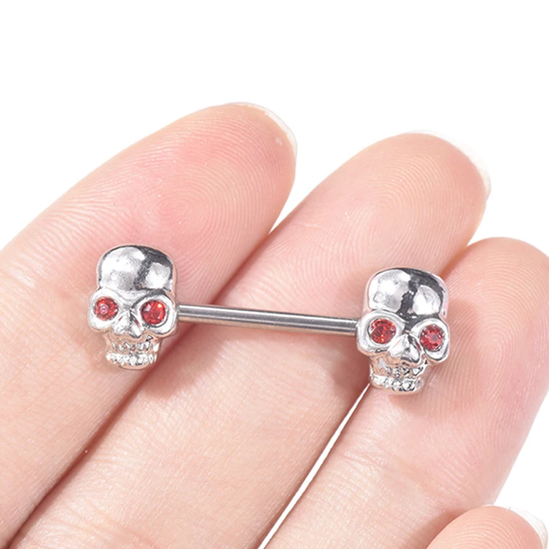 Новые 2 шт кольца для сосков с черепом женские хирургические стальные штанги