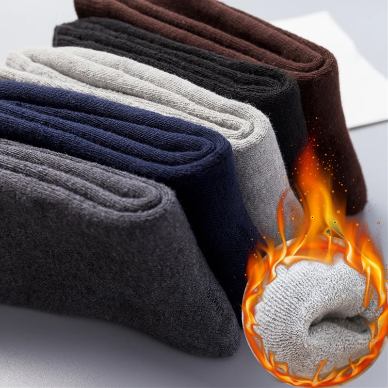 Деловые мужские носки зимние плотные бархатные очень теплые из смешанного