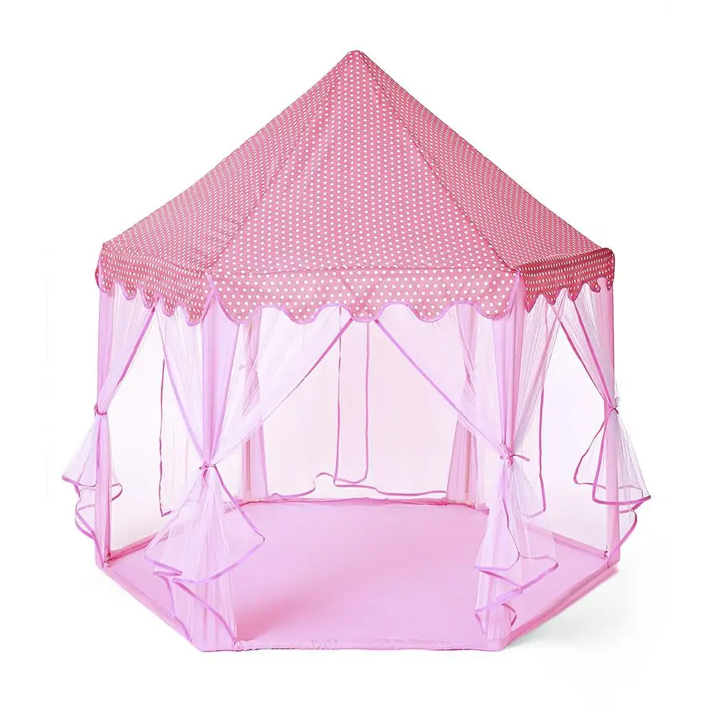 Pink 140x135 см большая принцесса замок Тюль детский дом игра Игровая палатка юрта креативный развивающий открытый Крытый свет шары игрушки - Цвет: Pink