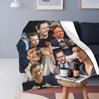tom hiddleston collage plaid blankets coral fleece decoration actor portable warm throw blanket for sofa bedroom bedding throws