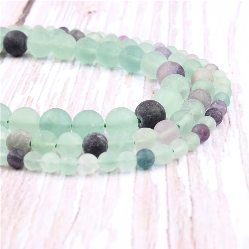 

Frosted Fluorite NaturalStoneBeadsForJewelryMakingDiyBraceletNecklace4/6/8/10/12mmWholesaleStrand