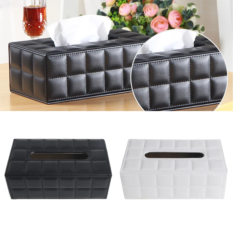 

Durable Leather PU Standard Tissue Box Holder For Home Office Car Rectangular non-wowen fabrics interior