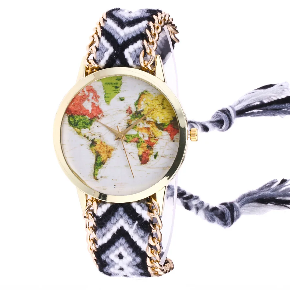 Женские вязанные плетеные веревочные часы браслет Простые Модные кварцевые с