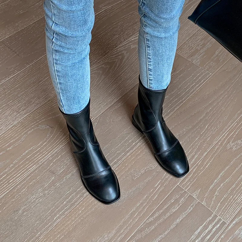 

FEDONAS Concise Back Zipper Autumn And Winter Shoes For Women Concise Thick Heels Ankle Boots Female Wedding Casual Shoes Woman