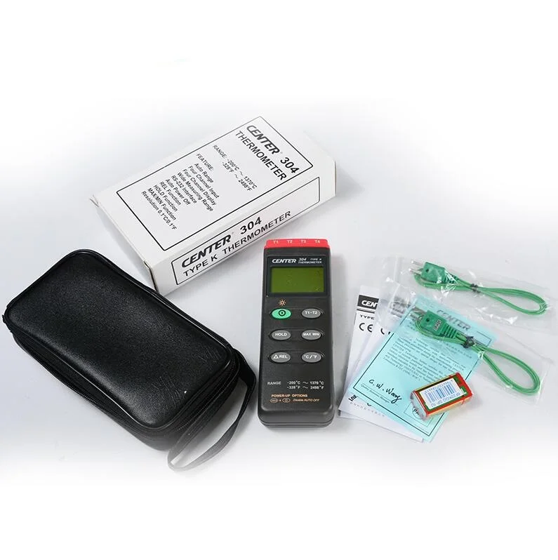 

CENTER-304 Four Channels Thermometer Four Channel Input,Wide Measuring Range,Four Channel Display, Resolution 0.1C, 0.1F.